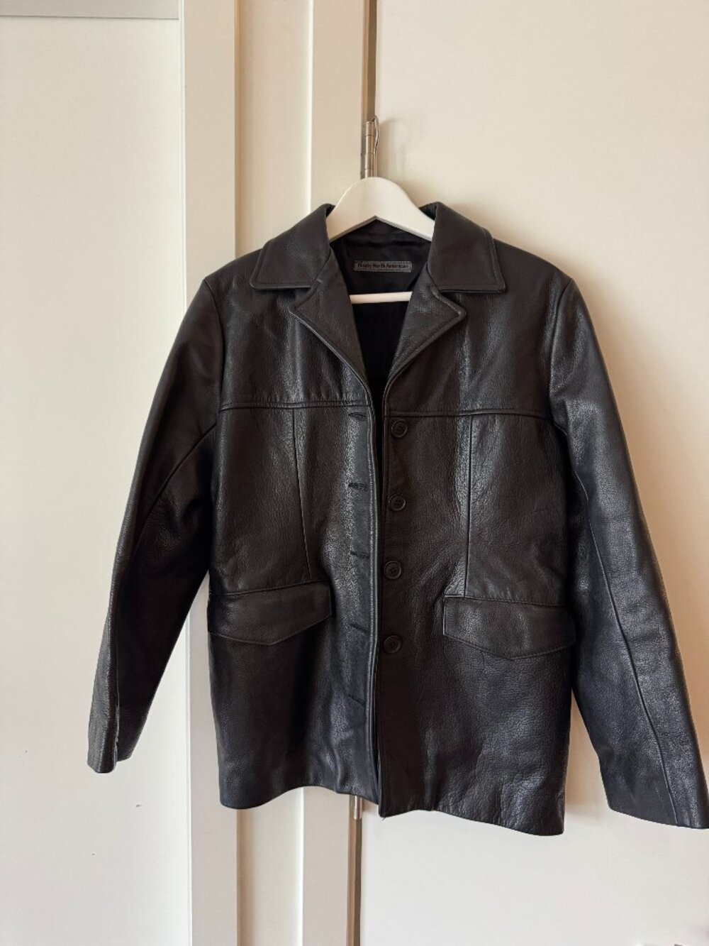 vintage rugby north america size xs leather black jacket preowned please read